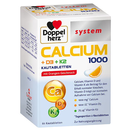 DOPPELHERZ Calcium 1000+D3+K2 system Kautabletten